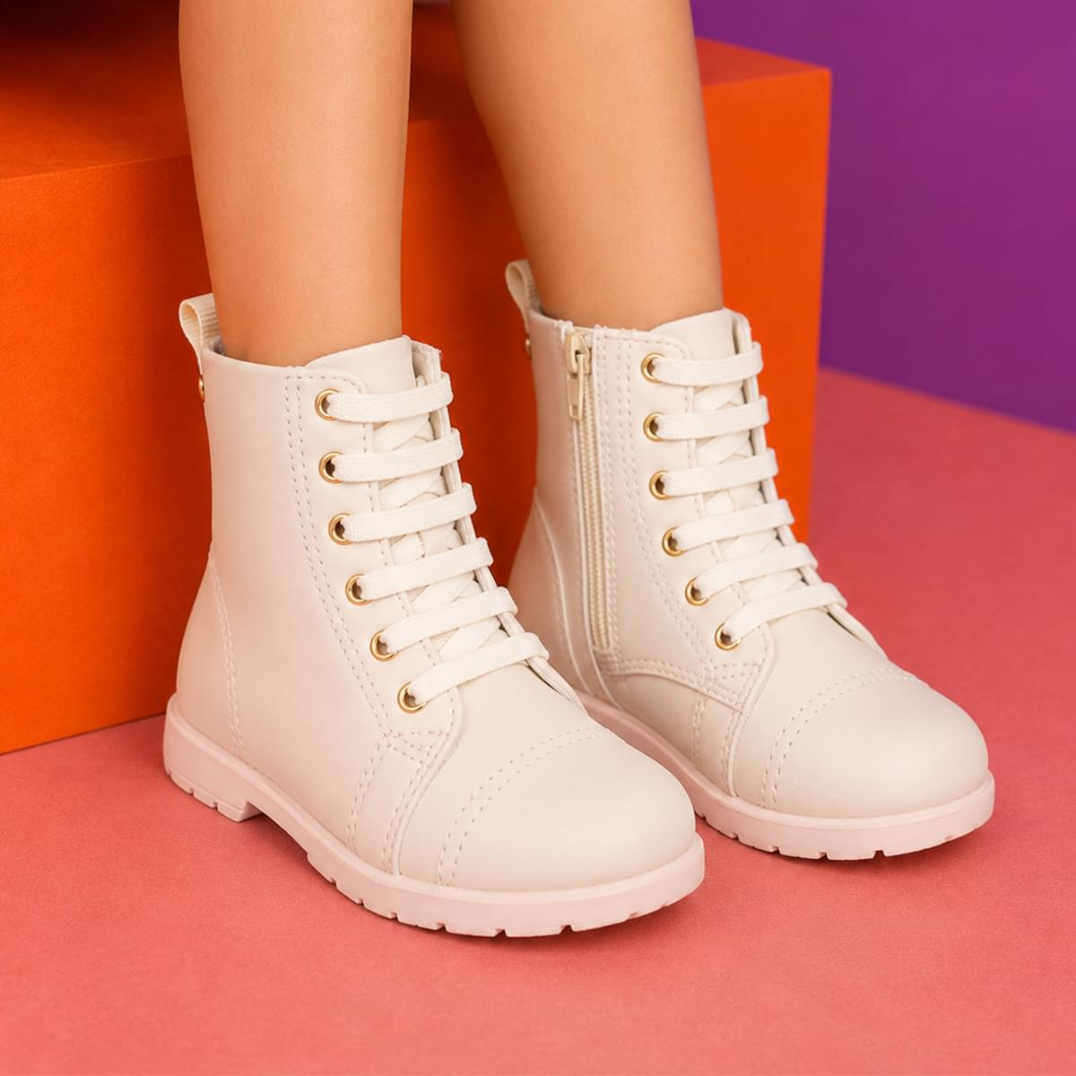 Bota Coturno Infantil Pampili Rubi Flex Nude