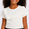 Camiseta Infantil Pampili Babadinho Gola com Babado Off White