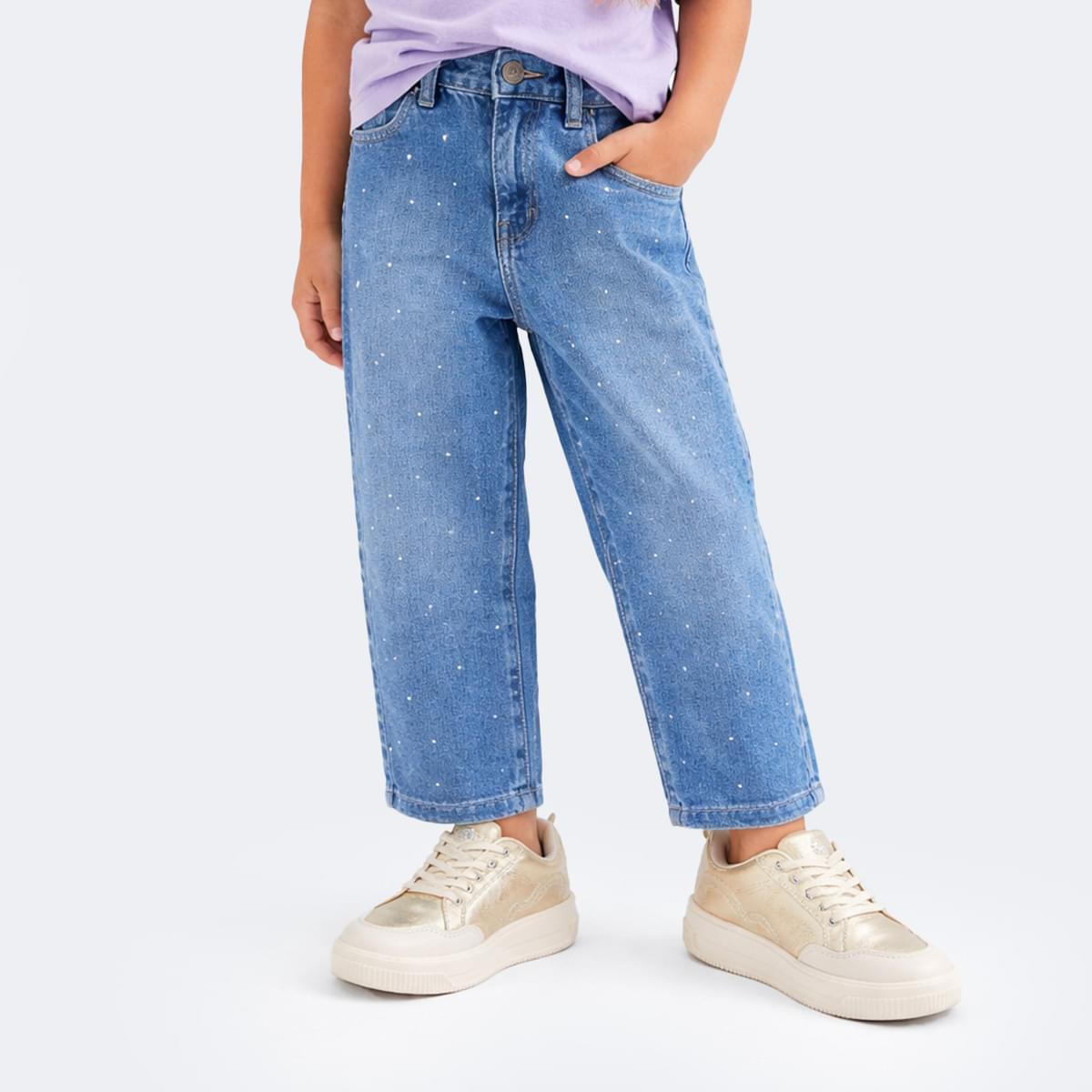 Calça Jeans Infantil Pampili com Strass Azul