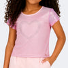Camiseta Infantil Pampili Tule e Coração de Strass Rosa