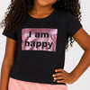 Camiseta Infantil Pampili Happy Metalizada Preta