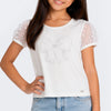 Camiseta Infantil Feminina Laço Holográfico Off White