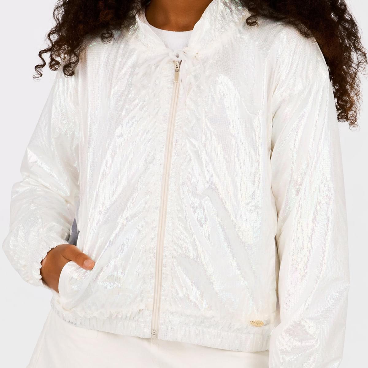 Jaqueta Infantil Pampili Corta Vento Quadriculada Off White