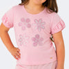 Camiseta Infantil Pampili Flores em Strass Rosa