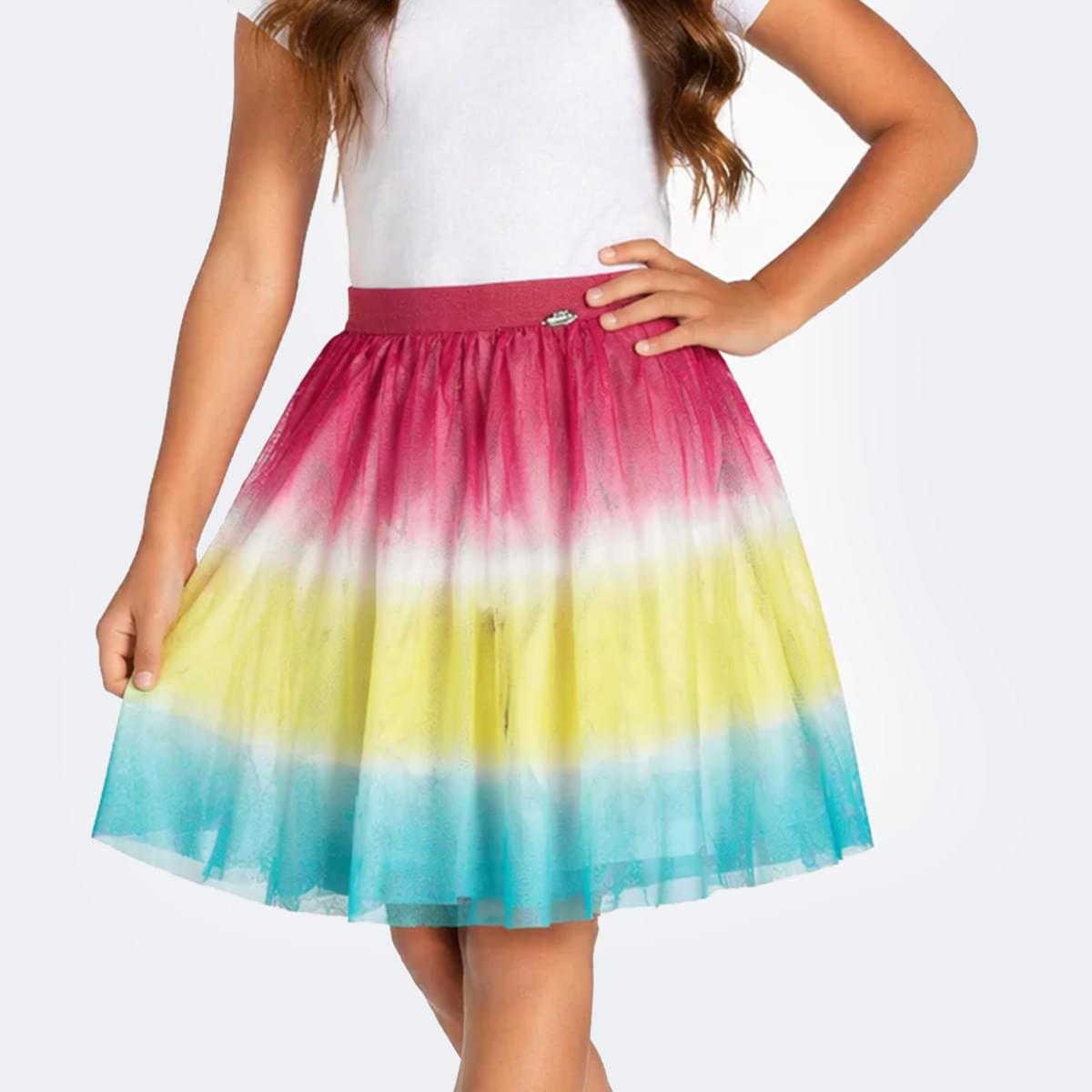 Saia de Tule Pampili Tie Dye Neon