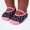 Meia Sapatilha Infantil Antiderrapante Pampili Gatinho Preto e Pink