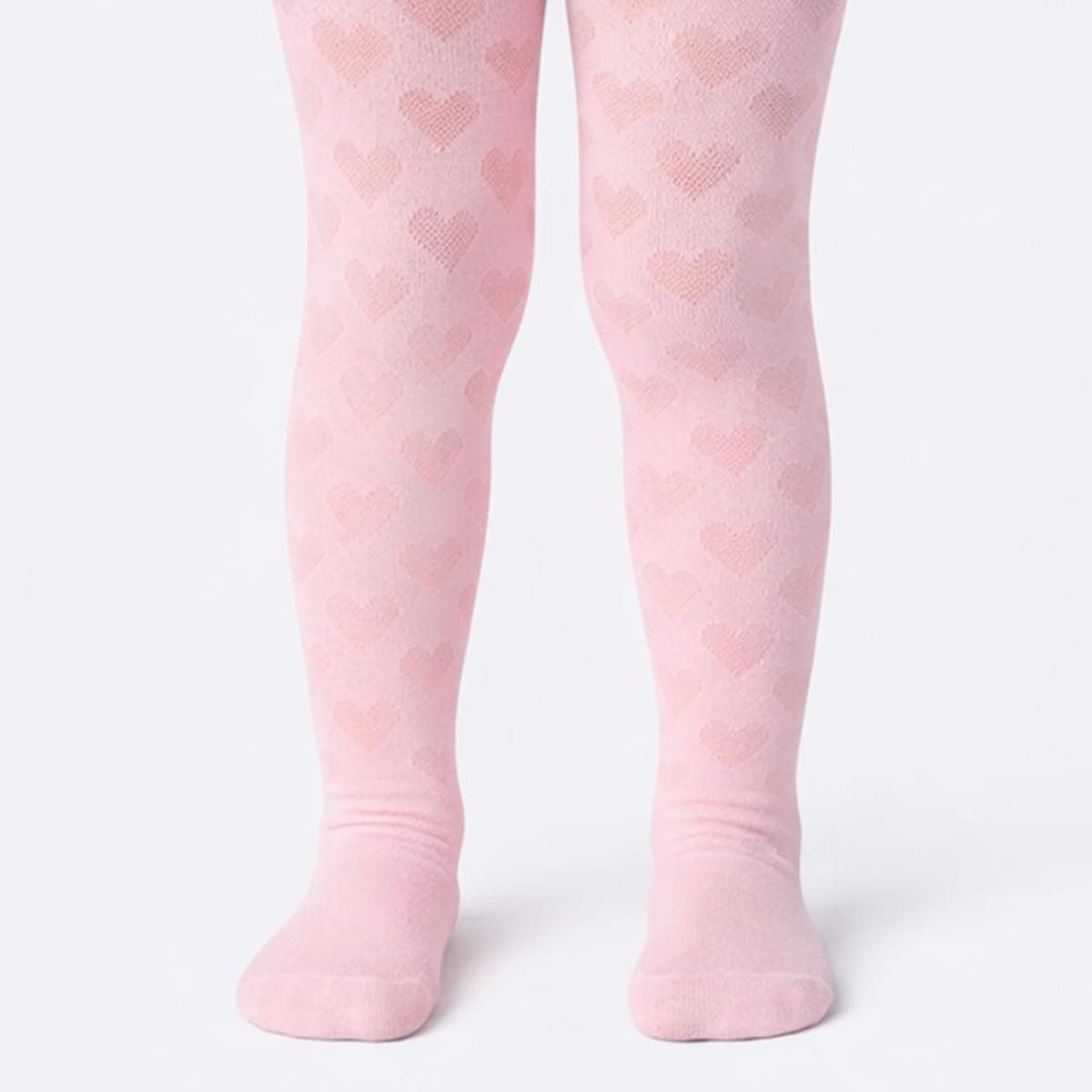 Meia Calça Bebê Pampili com Corações Rosa Bebê