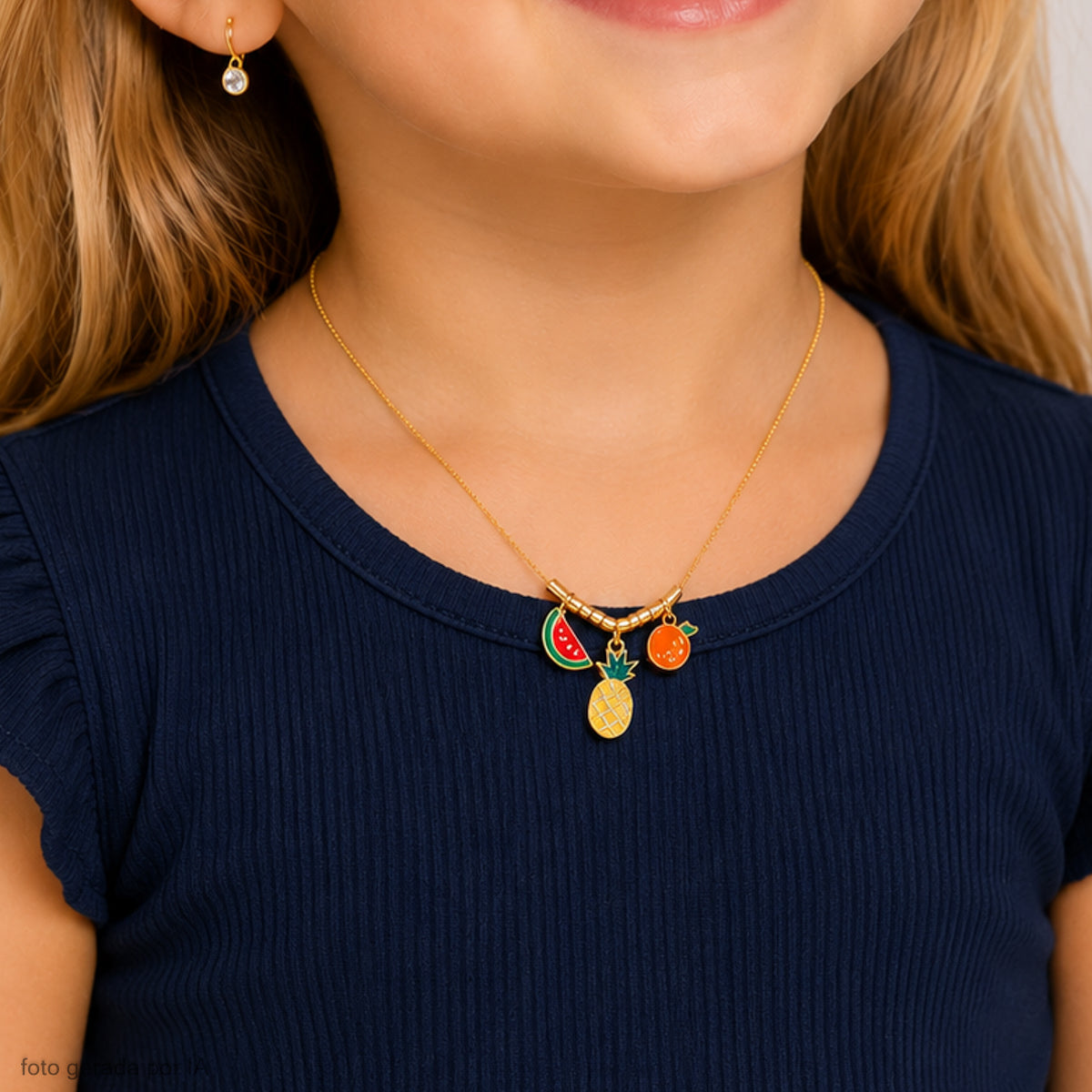 Colar Infantil Pampili com Frutas Dourado