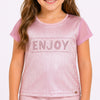Camiseta Infantil Pampili Enjoy Rosê Holográfica