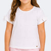 Camiseta Infantil Feminina Strass Laço Off White
