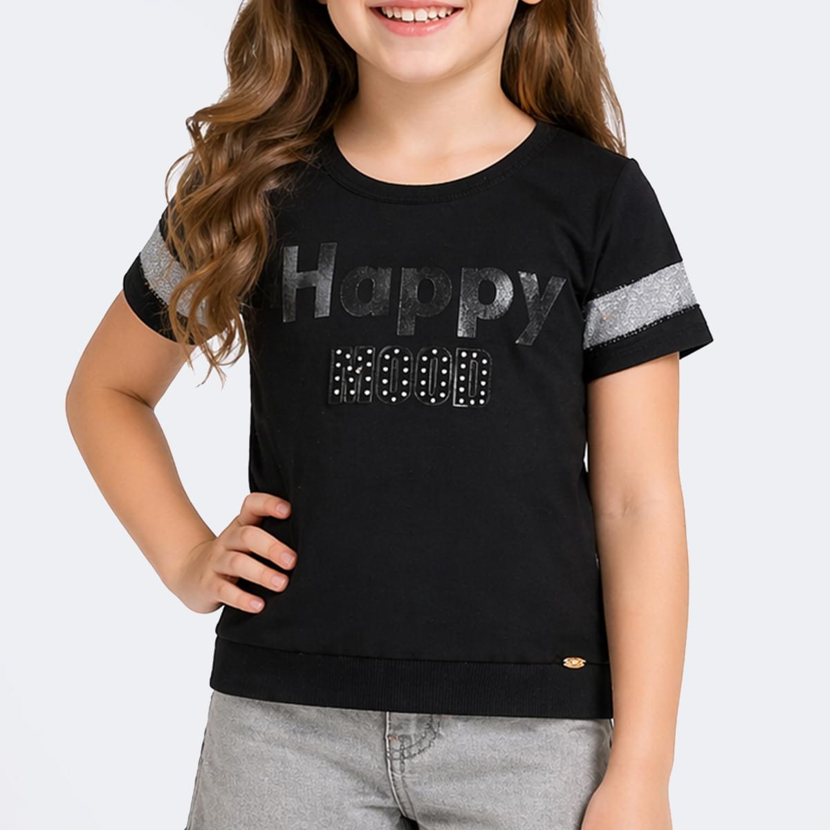 Camiseta Infantil Pampili Happy Mood Preta