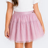 Saia Infantil Feminina Camadas Glitter Rosa
