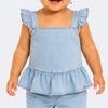 Camiseta Bata Jeans Infantil Pampili Babado