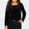 Blusa Infantil Feminina Pampili com Veludo e Brilho Preta