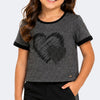 Blusa 3/4 Infantil Pampili Coração Paetê Preto