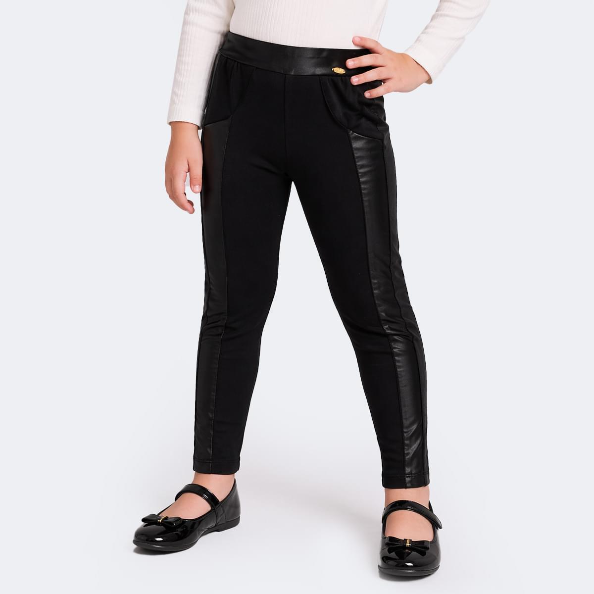 Calça Legging Infantil Pampili Acetinada Preta