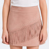 Saia de Franja Infantil Pampili Suede Nude