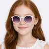 Óculos de Sol Infantil Feminino Pampili Vintage Redondo Branco