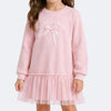 Vestido de Moletom Infantil Pampil com Laço e Tule Rosa Claro