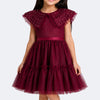 Vestido Infantil Pampili Gola Perter Pan com Tule Marsala