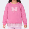 Blusa Infantil Pampili Manga Longa Babado em Tule Rosa