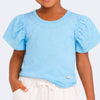 Camiseta Infantil Feminina Pampili com Strass Azul Claro