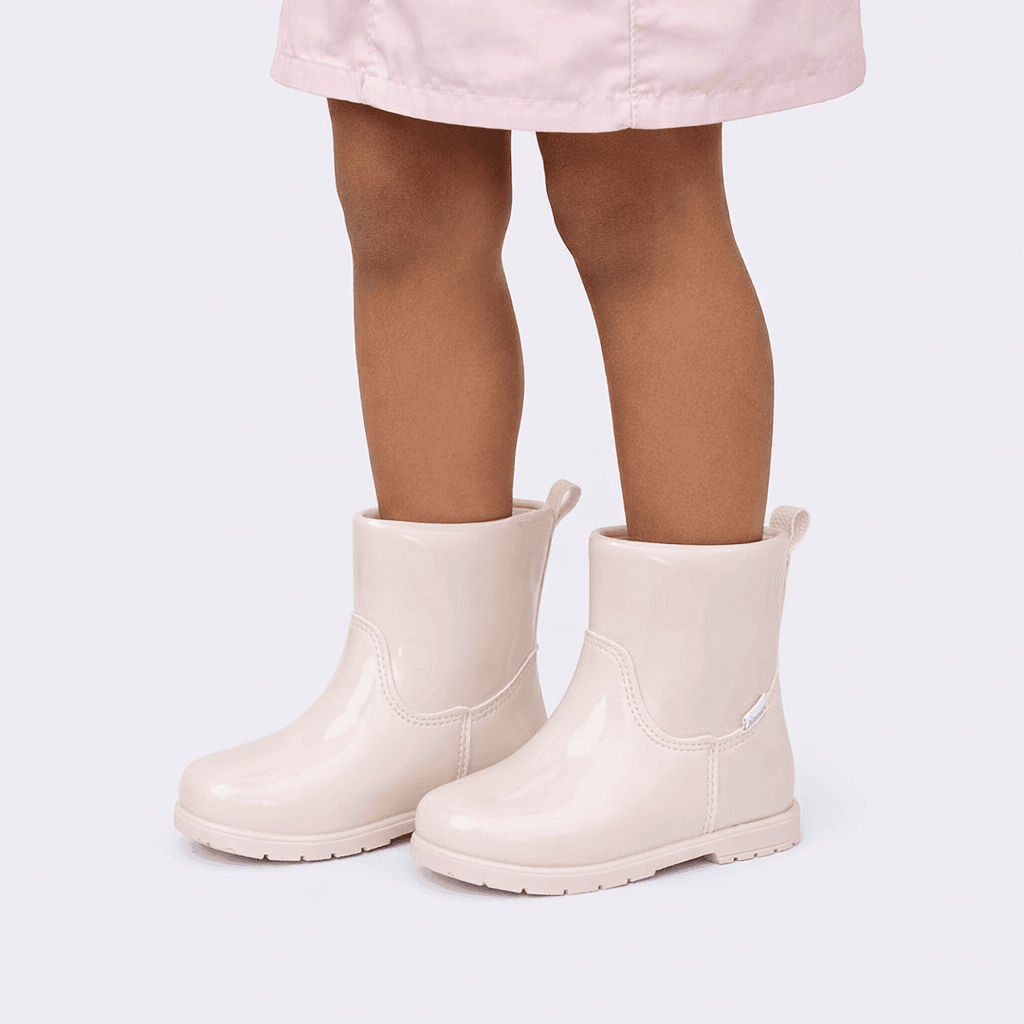 Bota Infantil Pampili Rubi Cano Médio Verniz Nude