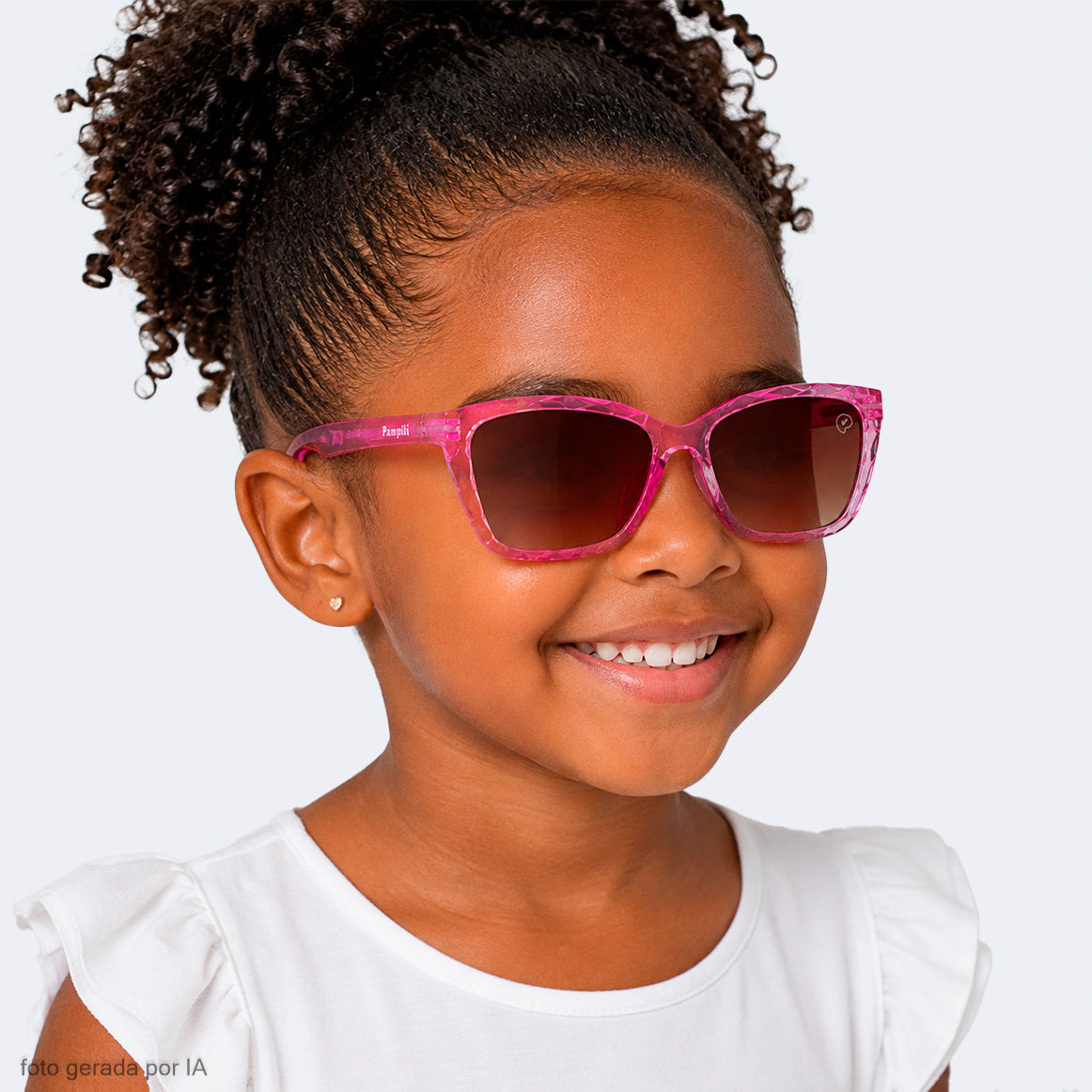 Óculos de Sol Infantil Feminino Acetato Gatinho Rosa Marrom