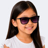 Óculos de Sol Infantil Feminino Acetato Metal Quadrado Preto