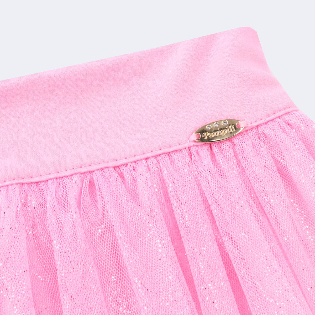 Saia Infantil Pampili em Tule com Laço Rosa