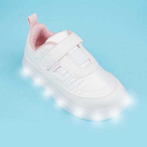 Tênis de Led Infantil Pampili Sneaker Luz Matelassê Comfy Branco