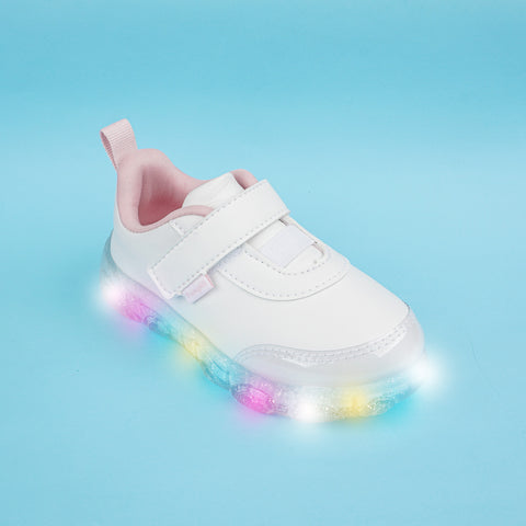 Tênis de Led Infantil Pampili Liz Luz Textura Branco