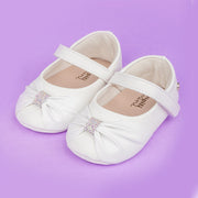 Sapato de Bebê Pampili Nina Pregas e Strass Branco