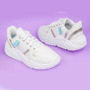 Tênis Feminino Tweenie #Chunky Dalla Recortes Dourados Branco