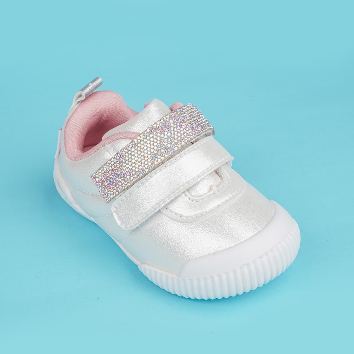 Tênis Infantil Feminino Pampili Yuyu Manta de Strass Branco