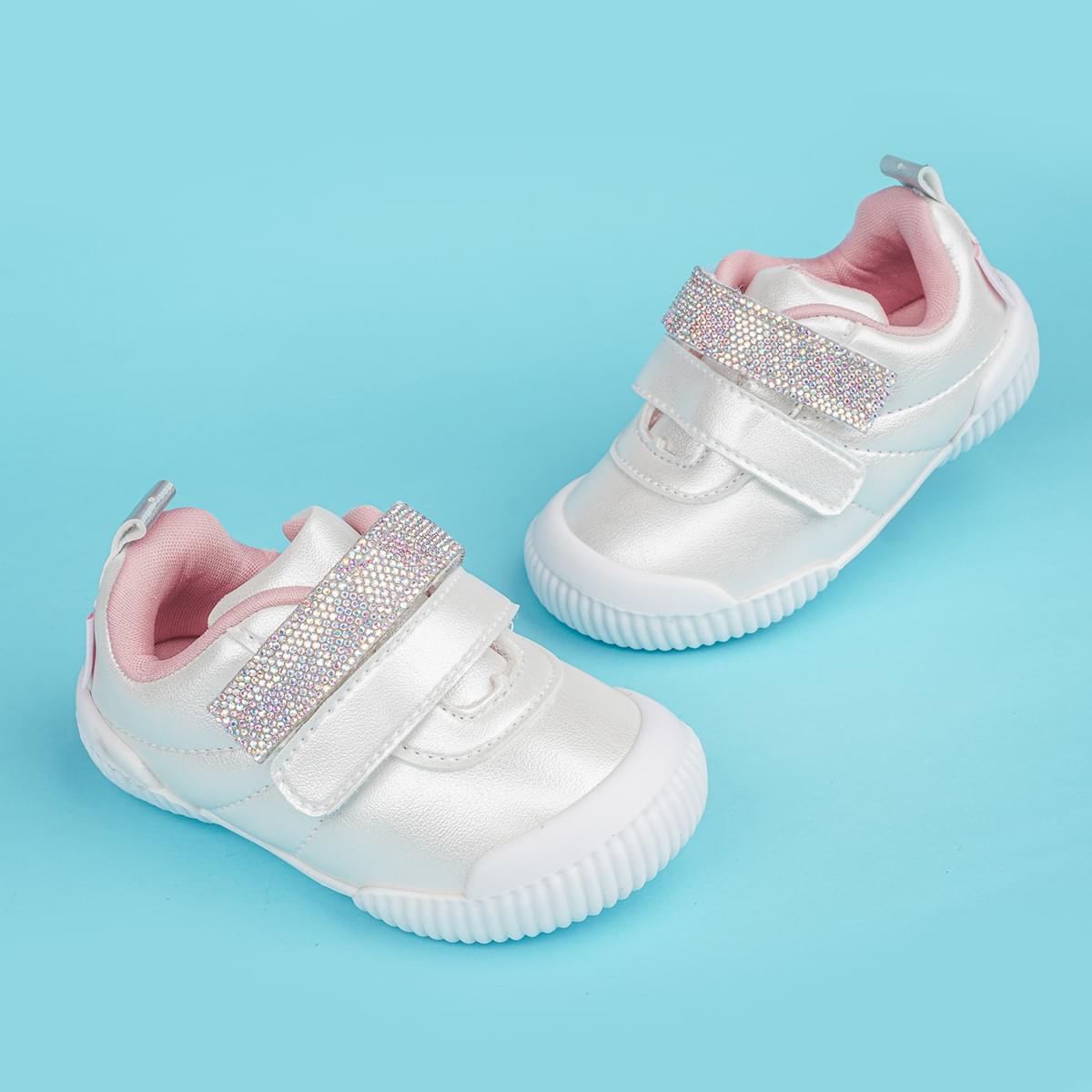 Tênis Infantil Feminino Pampili Yuyu Manta de Strass Branco