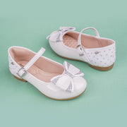 Sapato Infantil Pampili Angel Laço Glitter e Strass Branco Verniz