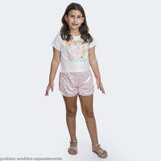 Short Infantil Pampili Tule Foil Holográfico Rosa