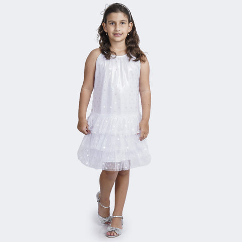 Vestido de Festa Infantil Pampili de Alcinha Tule Corações Branco