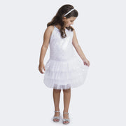 Vestido de Festa Infantil Pampili de Alcinha Tule Corações Branco