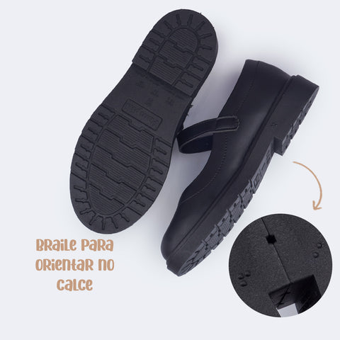 Sapato Infantil Pampili Tifany Costuras Preto
