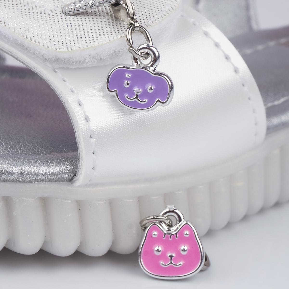 Sandália Infantil Feminina Candy Pets com Pingente Prata