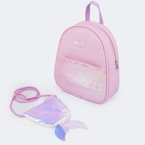 Mochila Infantil Pampili Cauda de Sereia Rosa