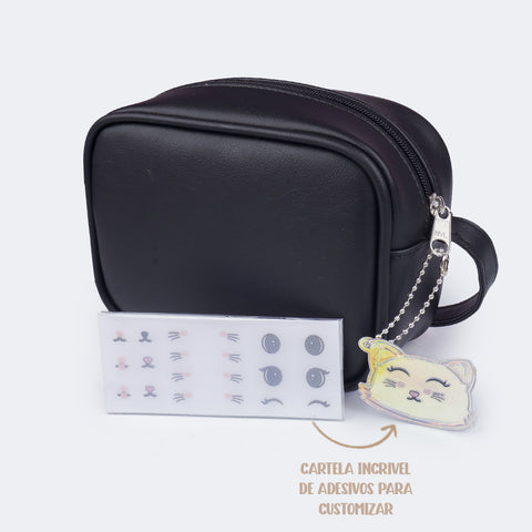Bolsa Feminina com Chaveiro de Gatinho Preta