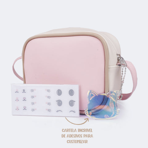 Bolsa Feminina com Chaveiro de Gatinho Rosa