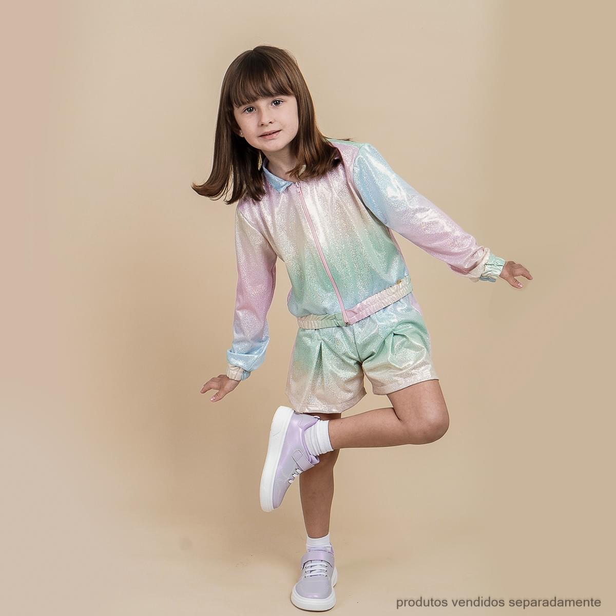 Short Infantil Pampili Evasê Candy Tie Dye