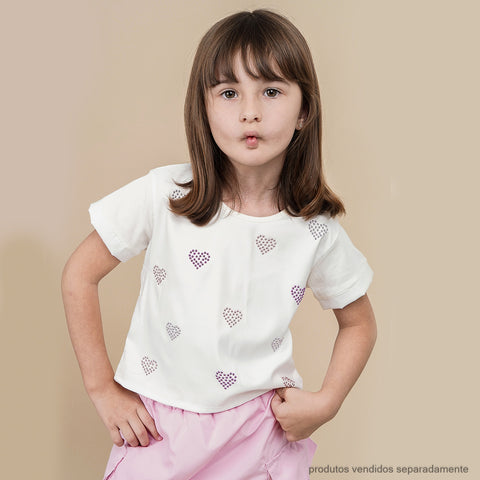 Camiseta Infantil Pampili com Mini Corações Pampili