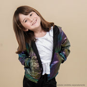 Blusa Corta-Vento Infantil Holográfica com Capuz