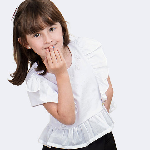 Camiseta Infantil Pampili com Babadinhos Branca