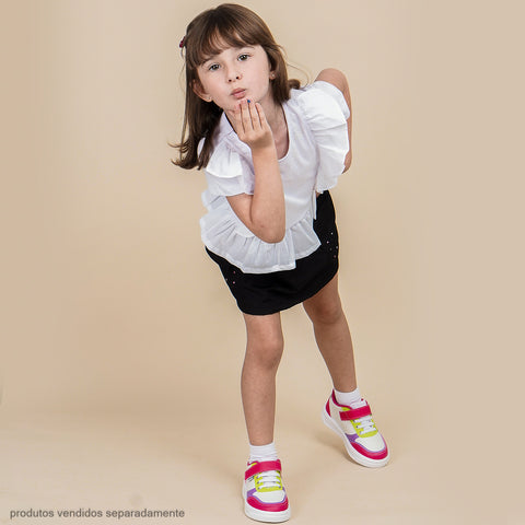 Camiseta Infantil Pampili com Babadinhos Branca